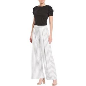 Antonio Melani Ivory Sam Black Striped Wide Leg Pants